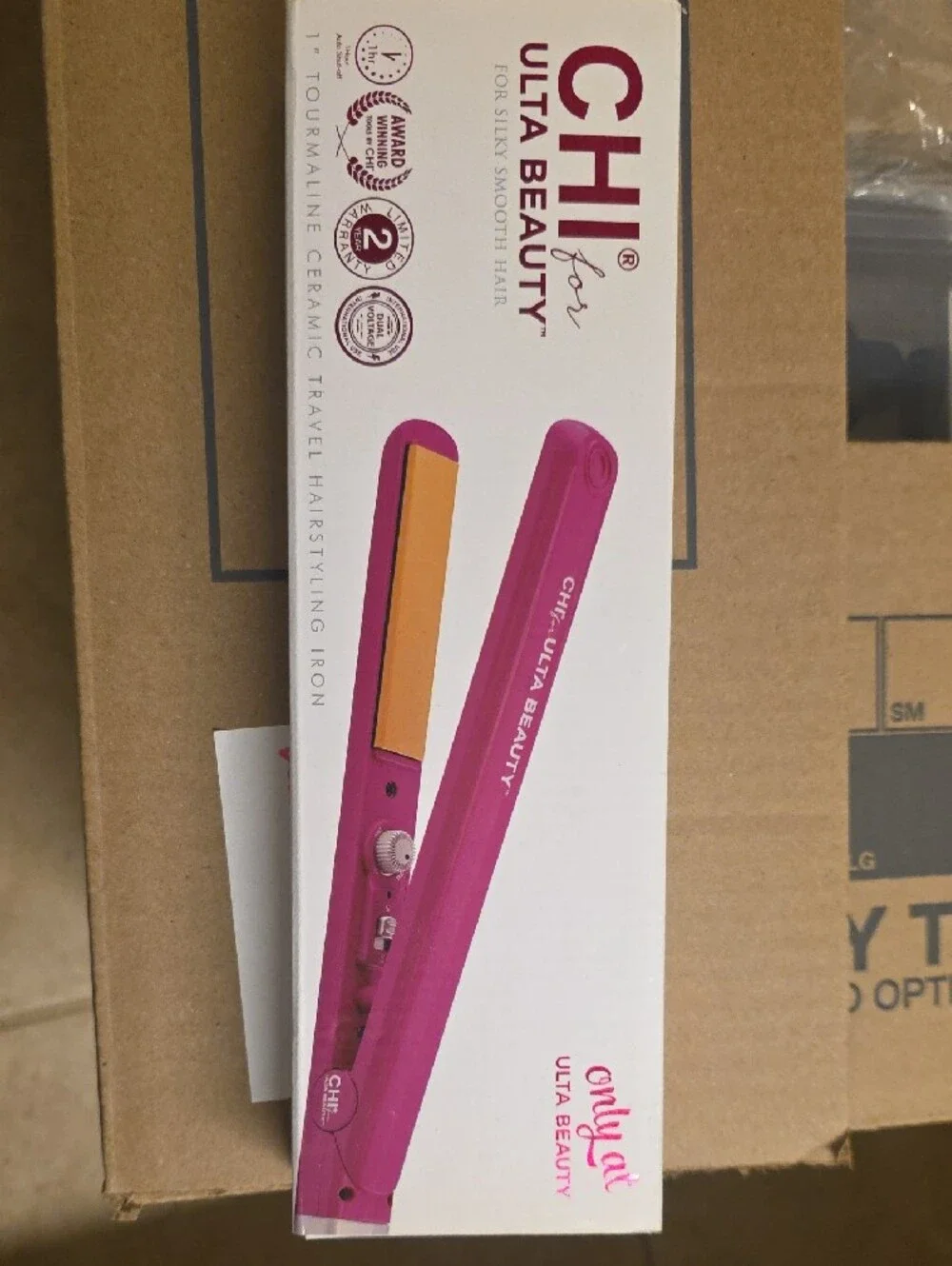 Ulta Beauty Ceramic Travel Flat Iron in Bright Pink with Gold Plates